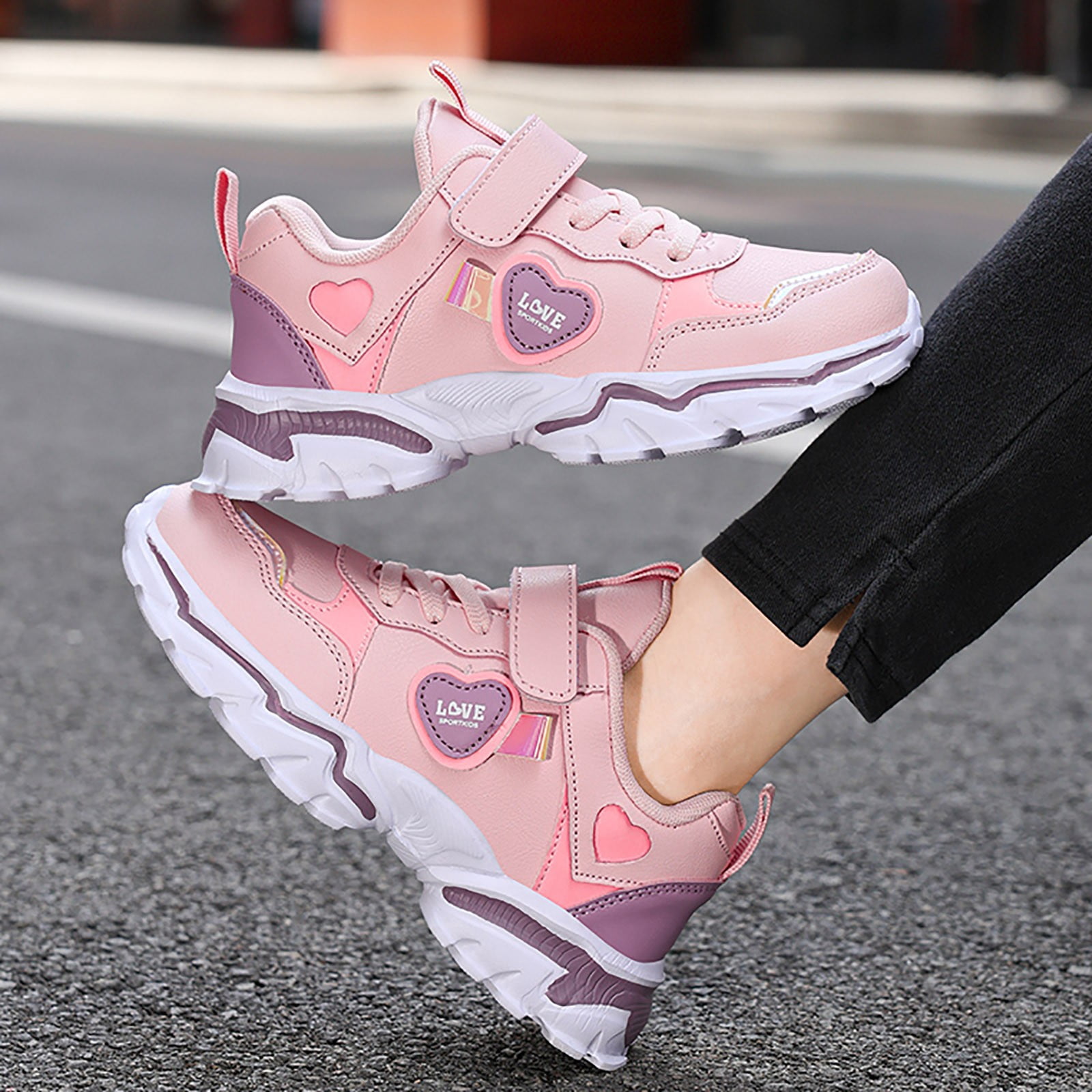 Girls Shoes Kids Tennis Sparkle Ease Running Athletic Lightweight Sneakers for Little/Big Kids Toddler Breathable Walking Shoes (Pink,5)