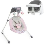 Ingenuity InLighten Cradling Swing, Ansley with BONUS Ingenuity 2-in-1 Booster Seat