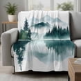 thumbnail image 2 of Ink Green Lake Forest Blanket Soft Cozy Warm Throw Blanket for Couch, Plush Fuzzy Flannel Fleece Blankets for Sofa, Modern Art Abstract Landscape Bed Blankets Lightweight Gifts for Women, 50"x60", 2 of 9