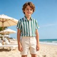 thumbnail image 3 of Fozruso Striped Button Down Shirt for Boys, Classic Short Sleeve Collared Shirt for Kids Daily Casual Wear, 3 of 7