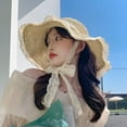 thumbnail image 2 of SikaFu Straw Hat Female Sunshine Sunscreen Big Eaves Ins, Small Fresh Spring Summer Out Of The Beach Vacation Sweetness, Sweet Forest, Versatile, 2 of 9