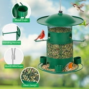 Wild Bird Feeder for Outdoors Hanging, Heavy Duty Metal Retractable Bird Feeders for Cardinal, Blue Jay,Finches, Wildlife Backyard Garden Birding Watching