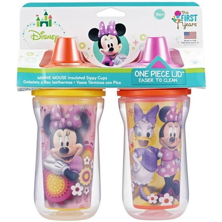 The First Years Disney Baby Minnie Mouse Insulated Sippy Cup with One Piece Lid, BPA-Free - 9 oz, 2 pack