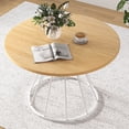 thumbnail image 1 of Costway 47” Round Dining Table with Wooden Tabletop, Metal Base for Home Dining Room Natural+ White, 1 of 10