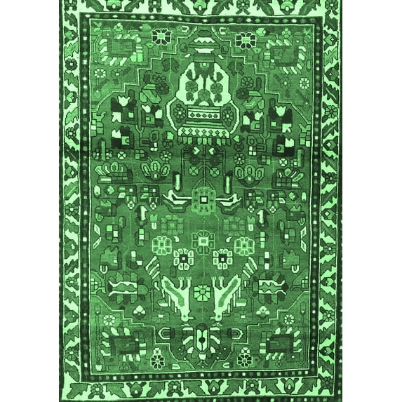 Ahgly Company Indoor Rectangle Persian Emerald Green Traditional Area Rugs, 5' x 7'
