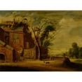 thumbnail image 2 of Circle of Joachim Govertsz. Camphuysen 24x19 Gold Ornate Framed and Double Matted Museum Art Print Titled - Country Landscape with a Hennetaster Before a Cottage with Dovecote, 2 of 4