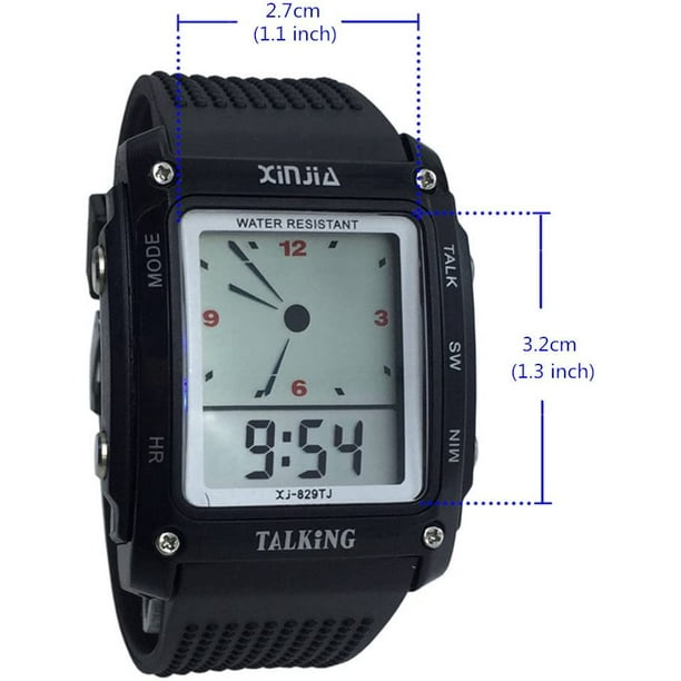 Montre parlante en Fran ais Fonction alarme Mode 12 Heures ou 24 Heures Pile incluse et Notice en Fran ais Noir