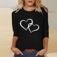 thumbnail image 2 of Lenpel Women's Tunic Tops 3/4 Length Sleeve Crew Neck Heart Printed T Shirts Plus Size Graphic Tees Loose Trendy Blouses(Black,Large), 2 of 5