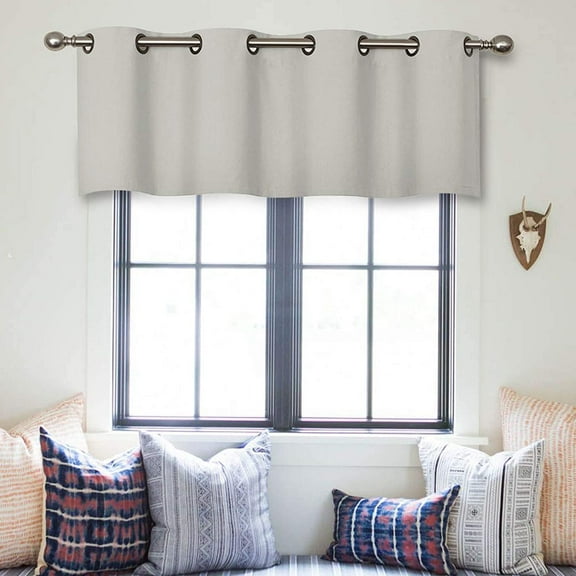 MRTREES Blackout Valance Curtains, Short Kitchen Curtain Valances Room Darkening, Grommet Top Small Window Topper Treatment for Living Room/Bedroom/Basement(1 Panel, 52x16 Inches, Greyish White)