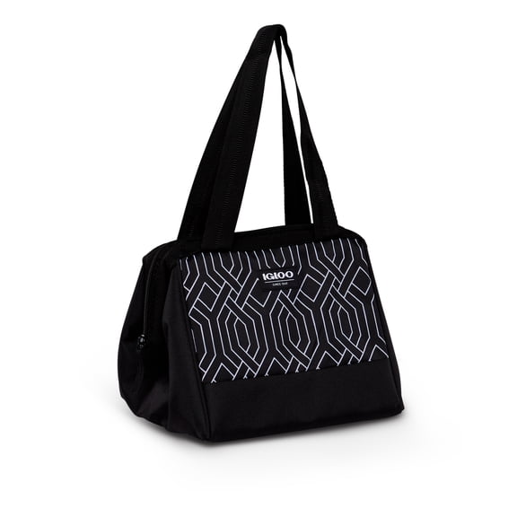 Igloo Leftover Polyester Lunch Tote Cooler, 9 Can Capacity, Black and White, Well Suited to Hot or Cold Meals Away from Home