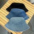 thumbnail image 3 of SikaFu Fisherman Hat Girl Spring And Autumn Smoking Sunscreen Hats Full -Complete Vocal Non -Ancient Denim Cloth Showing Small Water Washing Cotton Students Basin, 3 of 7