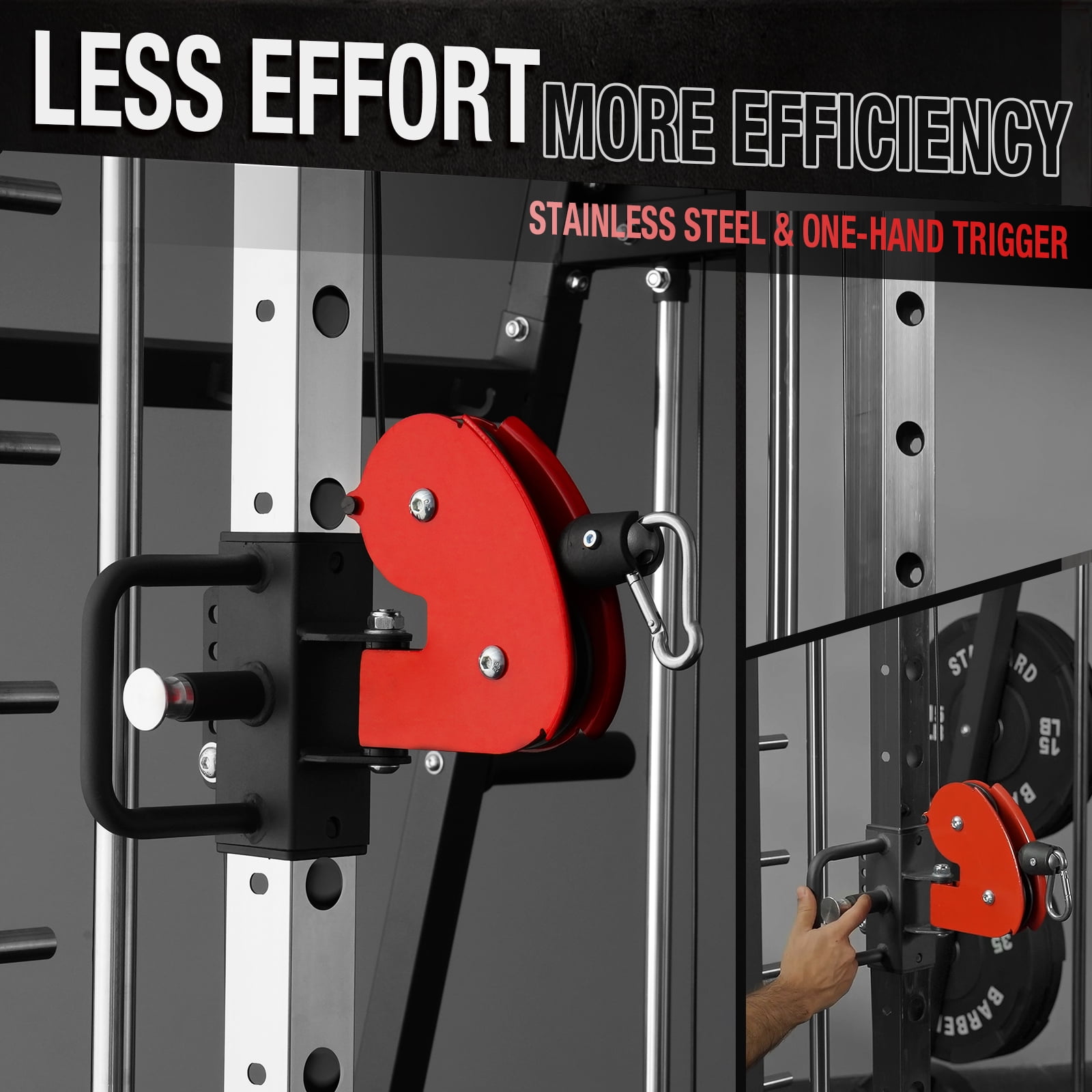Mikolo Smith Machine with 18PCS Aluminum Pulley, 2200 lbs Power Rack Cage with Cable Crossover, Weight Bar, 360° Landmine  and Other Attachments, Total Body Strength Training Cage