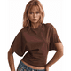 thumbnail image 1 of Camisetas para Mujer, Cuello Redondo, Cintura Ajustada, Informal, Corta, para Entrenamiento, Color Liso, Básicas, Marrón, XL, 1 of 5