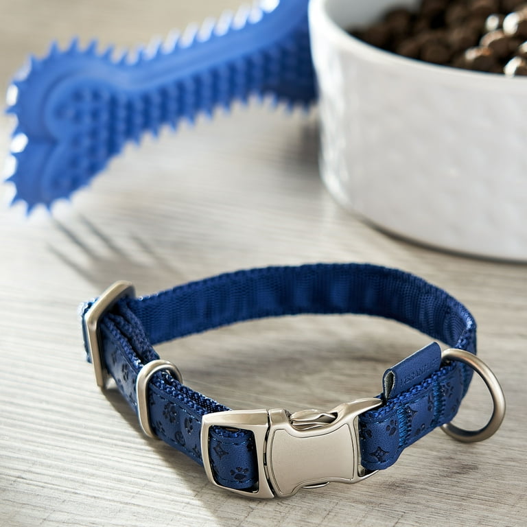 Vibrant Life Embossed Adjustable Dog Collar Navy Blue S