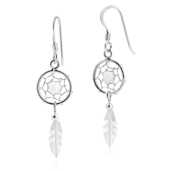 Mystical Seashell and Sterling Silver Dangle Earrings