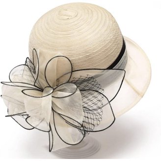 August Hat Womens Church Ornate Derby Hat (White Black, One 