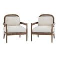thumbnail image 3 of Christopher Knight Home Mid-Century Modern Accent Chairs, Wood Frame with Rattan Backrest, Beige, Set of 2, 3 of 15