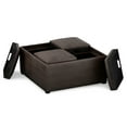 thumbnail image 4 of Simpli Home Avalon 35" Square Faux Leather Coffee Table Ottoman in Brown, 4 of 9