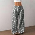 thumbnail image 5 of Women's Fuzzy Plush Pajama Pants Drawstring Elastic Waist Wide Leg Teddy Bottoms Pants, 5 of 9