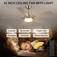 thumbnail image 3 of BayDay 52 Inch Modern Ceiling Fan with LED Lights & Remote Control, Quiet Reversible Motor, 6 Speeds, Dual Finish Wooden Blades, Black Ceiling Fan for Bedroom, Living Room, Patio, Indoor/Outdoor Use, 3 of 20