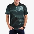 thumbnail image 1 of Balery Moonlit Night Sky Shark Camisa Polo de Hombre con Estampado, de Manga Corta y Tejido Medio, Camisa Tipo Golf Polo-XX-Large, 1 of 6
