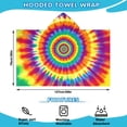 thumbnail image 2 of Rainbow Tie Dye Spiral Layer Pattern Hooded Bath Towel，50"x30" for Ages 3 To 12 Kids, Quick Dry Lightweight Soft Microfiber Hood Beach Towel Cover Up for Kids, 2 of 7