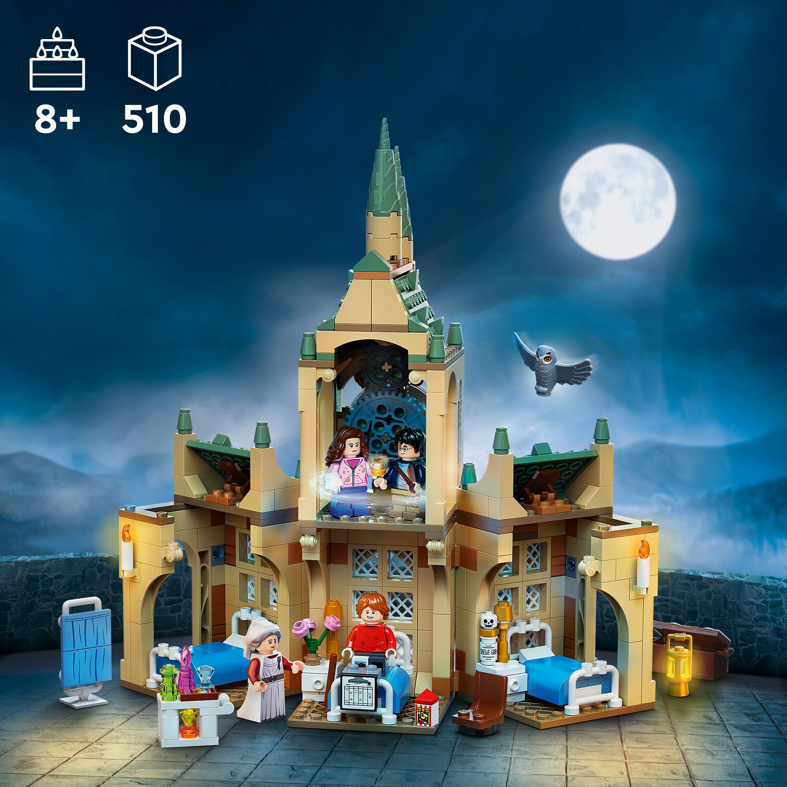 LEGO Harry Potter Hogwarts Hospital Wing 76398 Building Toy Castle Kit with  Clock Tower, The Prisoner of Azkaban, Includes Harry Potter, Hermione