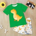thumbnail image 2 of Hessimy Toddler Boy Summer Outfit Short Sleeve T Shirt Shorts Set Neutral Clothes（Green,3-4 Years), 2 of 5
