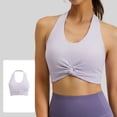 thumbnail image 4 of Stamzod Halter Crop Tank Tops for Women - Open Back Padded Longline Sports Bras Crisscross Yoga Workout Shirts Pink XXL, 4 of 8