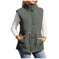 thumbnail image 3 of YDFCWXW Womens Stand Collar Sleeveless Vest, with Button Drawstring Waist Jackets Cotton Coat, Women Thermal Zip Up Winter Outerwear AG, XXL, 3 of 7