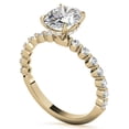 thumbnail image 2 of Solitaire Brilliance 2CT Oval Lab Grown Diamond Distance Pave Band Engagement Ring 18K Yellow Gold, Ring Size 5, 2 of 5
