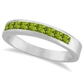 thumbnail image 2 of Princess-Cut Channel-Set Natural Green Peridot Ring Band 925 Sterling Silver Gemstone Jewelry For Women Gift, 2 of 5
