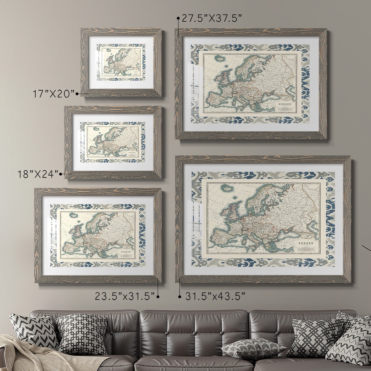 Bordered Map of Europe-Premium Framed Print - Ready to Hang