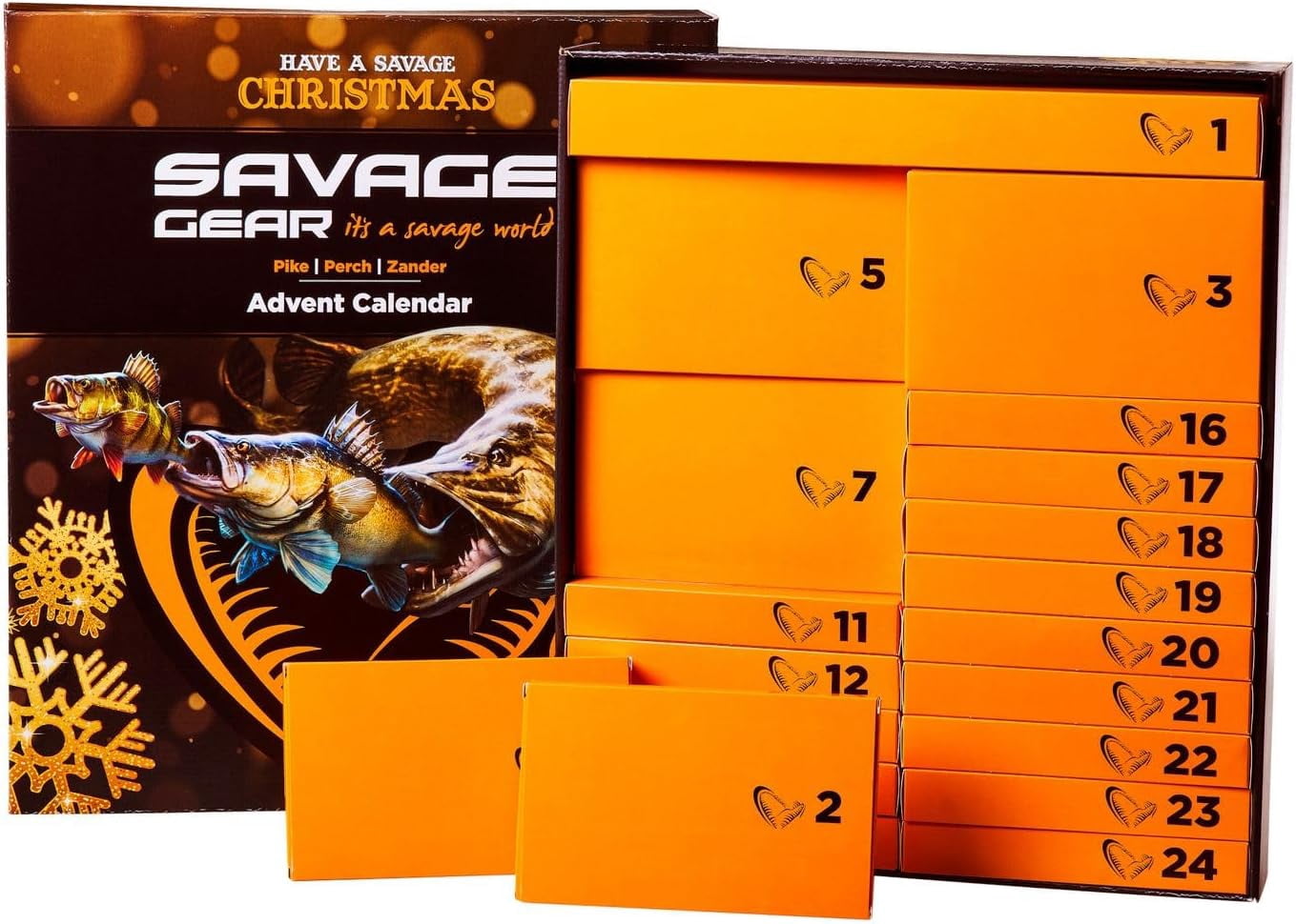 Savage Gear Calendrier de l'Avent Predator 2024 – Calendrier de l'Avent, calendrier de pêche, cadeau pour les pêcheurs