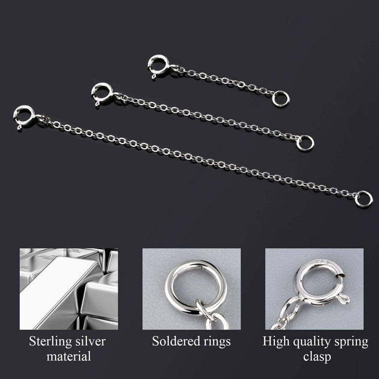 3 Pcs Silver Necklace Extender Durable 2.3. 4 Inches Necklace Chain  Extender