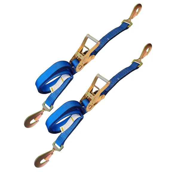 Mega Cargo Control USA 2" x 8' Ratchet Strap W/ Twisted Snap Hook - (2-Pack) - WLL: 3333 lbs