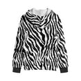 thumbnail image 4 of KUIFORTI Zebra Stripe Sweater for Girls Fleece-Lined Long Sleeve Hoodie Sweatshirt for Girls 11-13 Elastic Fabrics Warm Full Zip Up Casual Long Sleeve Jacket for Daily Life, 4 of 6