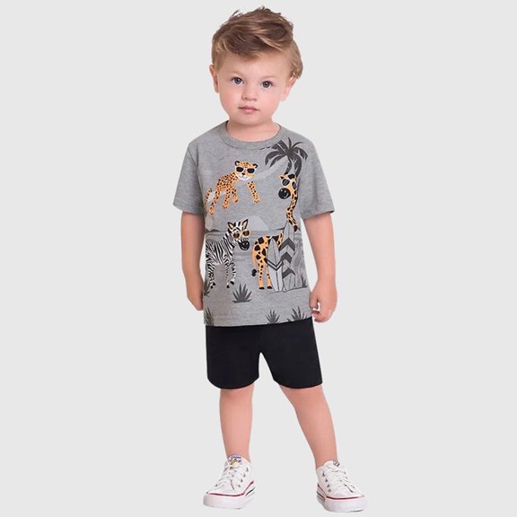 Gerichy Baby Boy Clothes Boy Outfit Cartoon Animal Print T Shirt Tops Shorts Set Toddler Clothes Set