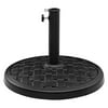 Walker Edison Polyresin Metal Round Weave Umbrella Base in Black