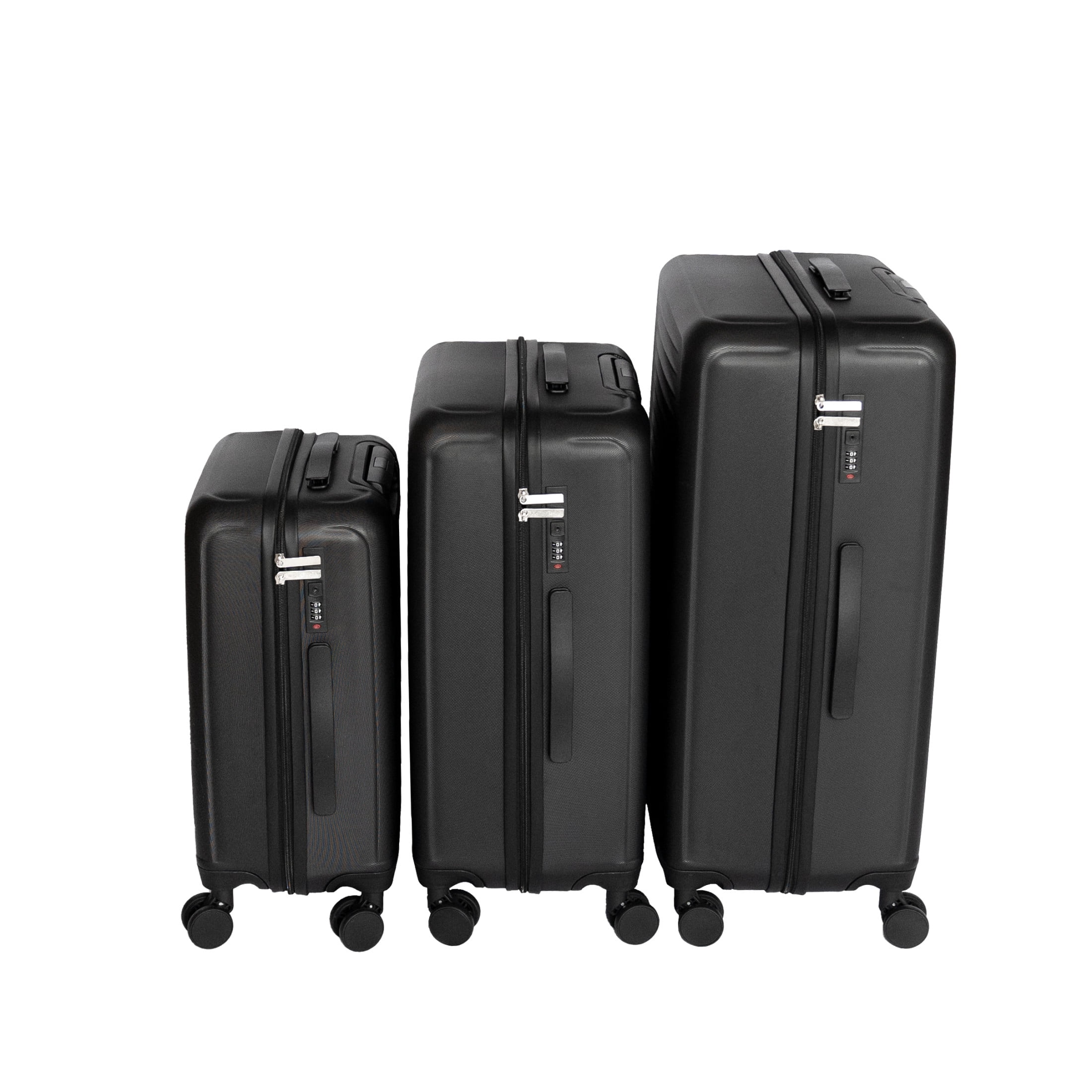Noble House 3-Piece 20"/24"/28" Hard Shell Spinner Luggage Set, Lightweight Suitcases with Combination Locks, Black