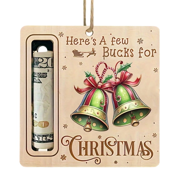 Christmas Ornament,Christmas Money Holder Ornament,Wooden Cash Gift Holder With Hanging Design,Holiday Gift Card Organizer For Xmas Ornaments Christmas Decorations Tree Decor