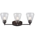 thumbnail image 4 of Aspen Creative 62121-2, Three-Light Metal Bathroom Vanity Wall Light Fixture, 24" Wide, Transitional Design in Oil Rubbed Bronze with Clear Glass Shade, 4 of 6