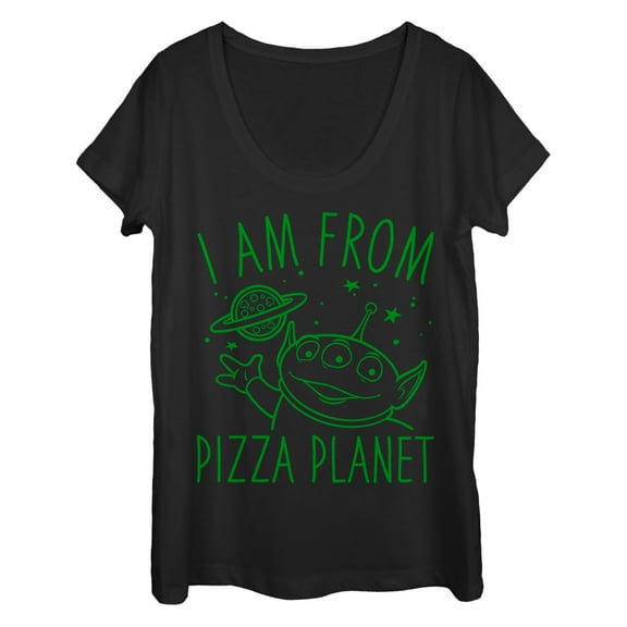 Women's Toy Story Come in Peace from Pizza Planet Scoop Neck Black Medium