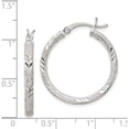 thumbnail image 4 of Sterling Silver 2.5mm Diamond-Cut Laser-Cut Hinged Hoop Earrings (24 X 25) Made In India qe11521, 4 of 5