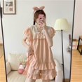 thumbnail image 3 of Pijama de encaje con volantes para mujer, de 2 piezas ropa de dormir, conjuntos de pantalones cortos, ropa de estar por casa sólida, ropa de noche con cuello en V, traje nuevo, 3 of 4