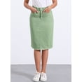 thumbnail image 3 of DARING DIVA Women's Jean Back Vent Midi Length Denim Skirts M Yellow Green, 3 of 6