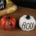 thumbnail image 3 of Uanit Halloween Pumpkin Decoration Indoor with Spooky Bat Boo Spider Web Halloween Table Decor Resin Cute Pumpkin Ornament for Tabletop Garden Atmosphere Decoration, 3 of 4