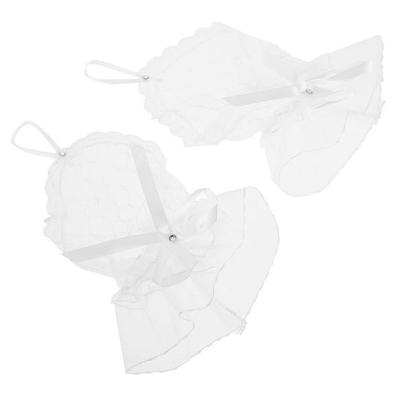 OUNONA Formal Gloves for Women 1 Pair Romantic Lace Bowknot Design for Elegant Tea Party Accessory