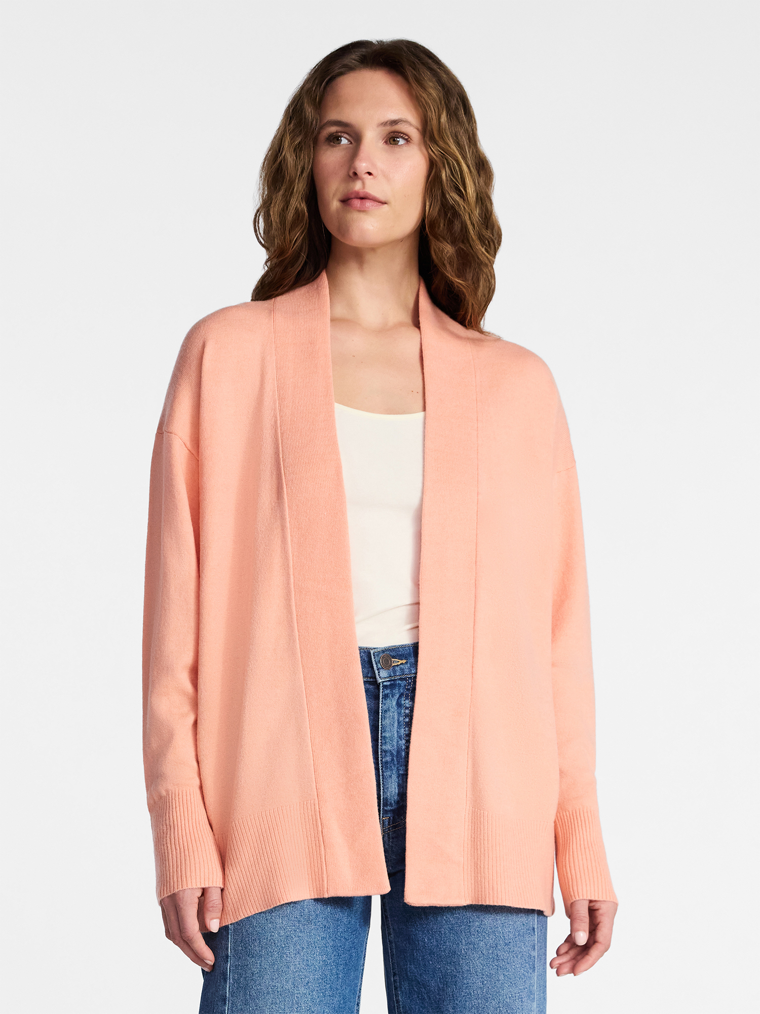 Time and Tru Women's and Women’s Plus Open Front Cardigan Sweater with Long Sleeves, Lightweight, Sizes XS-4X
