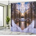 thumbnail image 4 of Ambesonne Landscape Shower Curtain, Snowy Winter Park Lake, 69"Wx75"L, Brown and White, 4 of 4